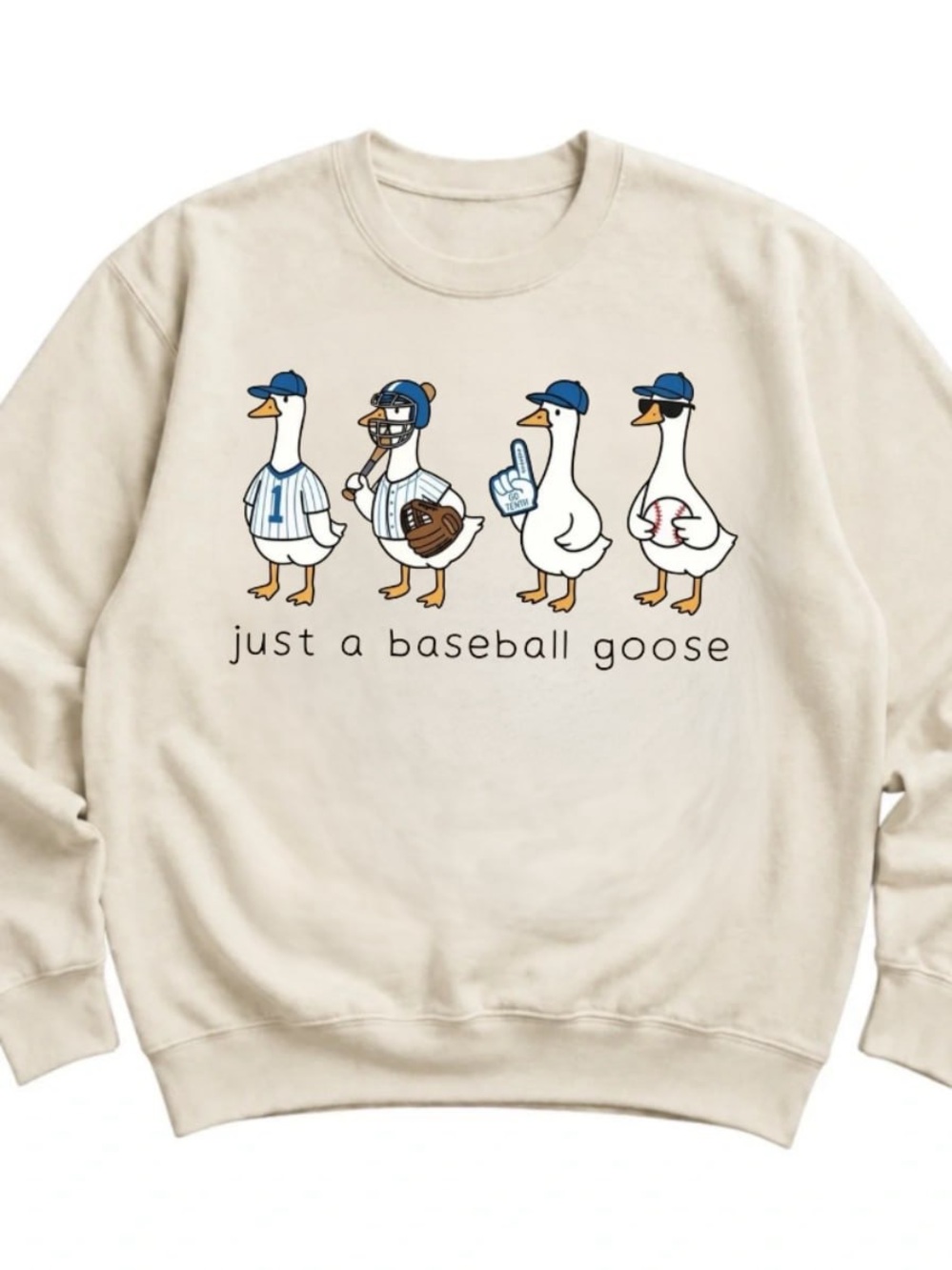 Cream Just a Baseball Goose Graphic Crewneck